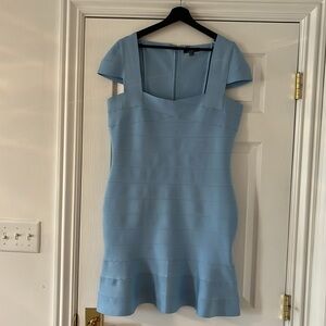 Women’s Stretchy Knee-Length Baby-Blue Dress Size L